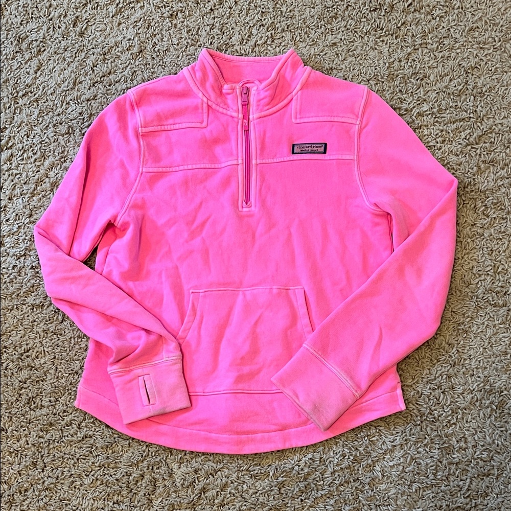 Vineyard Vines Kids Pink Quarter-Zip Sweatshirt